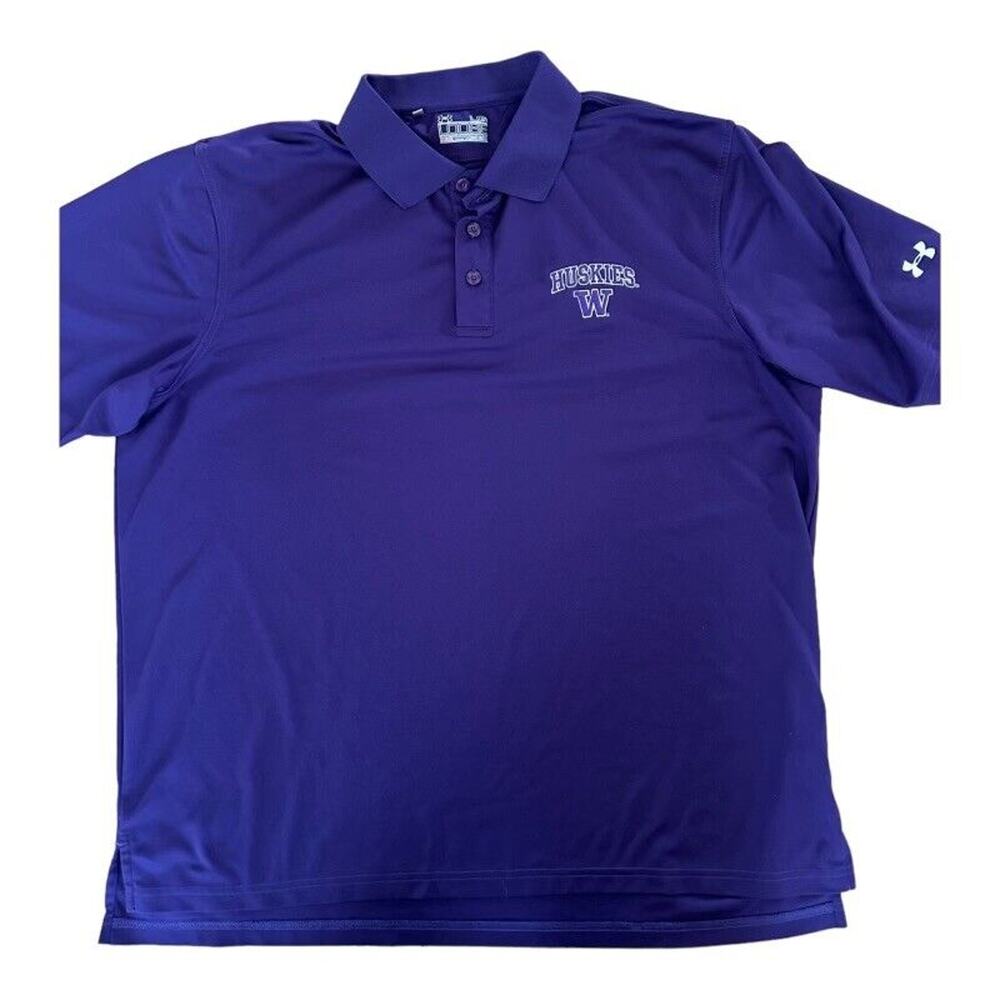 Under Armour Washington Huskies Polo Shirt Mens L Purple Short Sleeve Casual Men